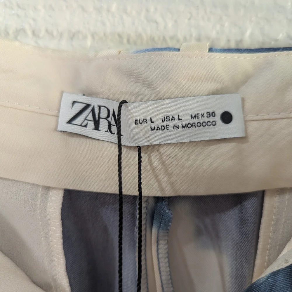 NWT Zara Tie-Dye Satin Look Wide Leg Trousers Size Large Festival Coachella - Picture 5 of 11
